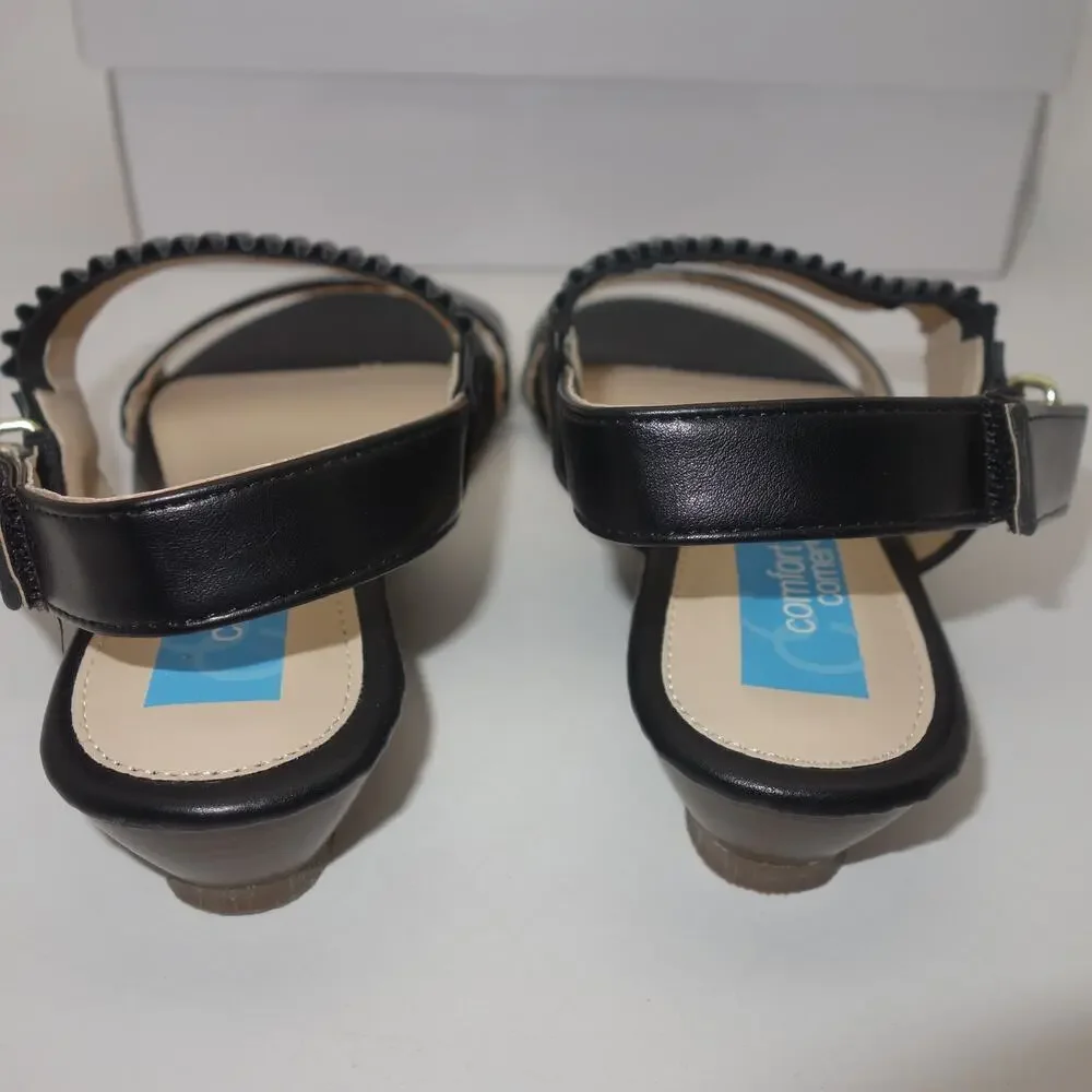New in Box Comfort Corner BLACK Sandals Low Heel Women's 7